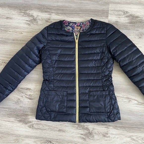 Lilly Pulitzer Jacket 2 in 1 Reversible Bright NAVY Not Too Catty LILAH Size S - Picture 14 of 16